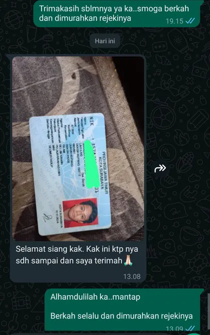 Testimoni pelanggan Biro Jasa Admin Kependudukan 1