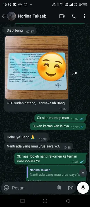 Testimoni pelanggan Biro Jasa Admin Kependudukan 5